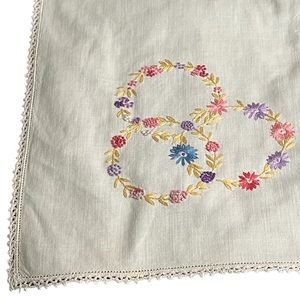 Vintage Mid Century Hand Embroidered Tablecloth